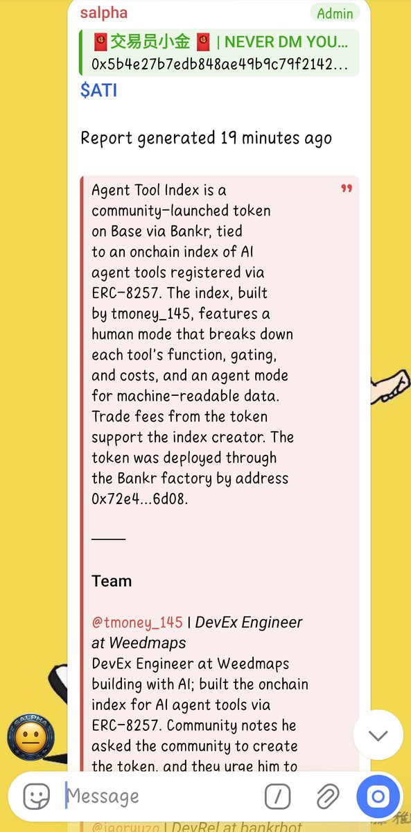 magersih's tweet photo. 3 bot versiku buat screening di @base chain on telegram:

- bebot dari @BasedBot, fungsinya sama kaya rick/tokenscan tapi lebih detil karena ada latest tweetnya.

- salpha dari @Salpha_bot fungsinya narasi, dev, dsb.

- fargram dari @Fargrambot fungsinya buat tau aliran fees. https://t.co/RKn2BzyOU5
