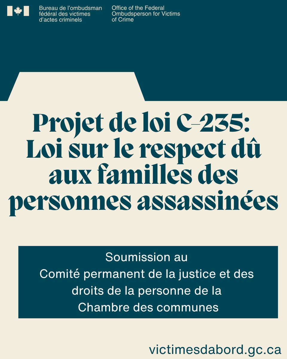 BOFVAC's tweet photo. L’Ombud a témoigné et fait une soumission au Comité #JUST @noscommunes sur le projet de loi C-235: recs visant à réduire les traumatismes répétés subis par des victimes &amp; leurs familles durant le processus de libération conditionnelle. Lisez &amp; partagez : https://t.co/LUdknqD4OU https://t.co/dRPYNGxIpz