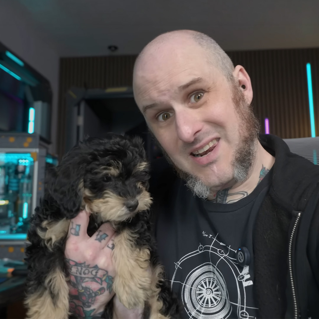 Prusa3D's tweet photo. Creator MandicReally got a new puppy. 🐶 Her name is Miso, she’s 10 weeks old, and she’s already earned the nickname “Chaos Witch.” And she does what every puppy does: from chewing on cables to slipping on stairs and squeezing through baby gates that are supposed to keep her from going where she shouldn't. So, he jumped into his next project: a 3D-printed puppy-proof house. 1/2