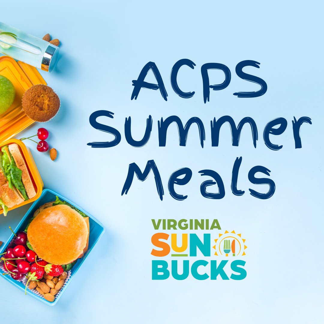 AmherstCountyPS's tweet photo. ACPS is proud to participate in the Summer Food Service Program, providing FREE breakfast and lunch to all children throughout the summer. Children must remain onsite while eating their meals.

Meal sites:
Amelon 
CES
MHES
AES
EES
MMS
📅 June 8 - July 2
 https://t.co/pFjeIu9X2x https://t.co/vddSX30FRW