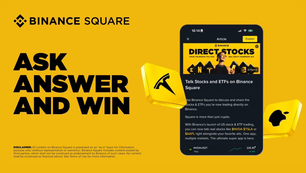 binance's tweet photo. Two ways to win exclusive Binance 9th Anniversary swag on Binance Square:

🔸 Ask a question about US stocks or ETFs
🔸 Or answer one with your take

That's it.

👉 https://t.co/mVbx9h00Hy https://t.co/Iaa7Aitc1Z