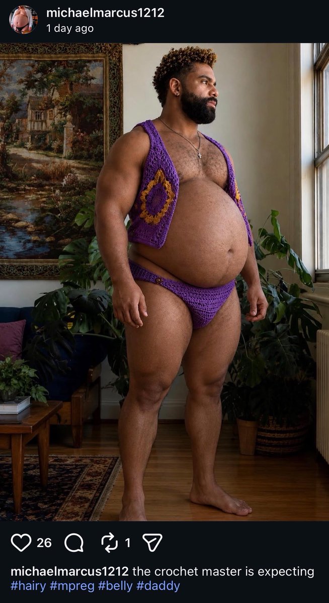 Caleb_Channing9's tweet photo. My crocheting has helped me reach milestones like LPSG threads, followers, articles, collabs, and awards. I’m honored to say I’ve reached the milestone of having mpreg ai fan art made of me. Please clap. https://t.co/ZDYlg3ecZg