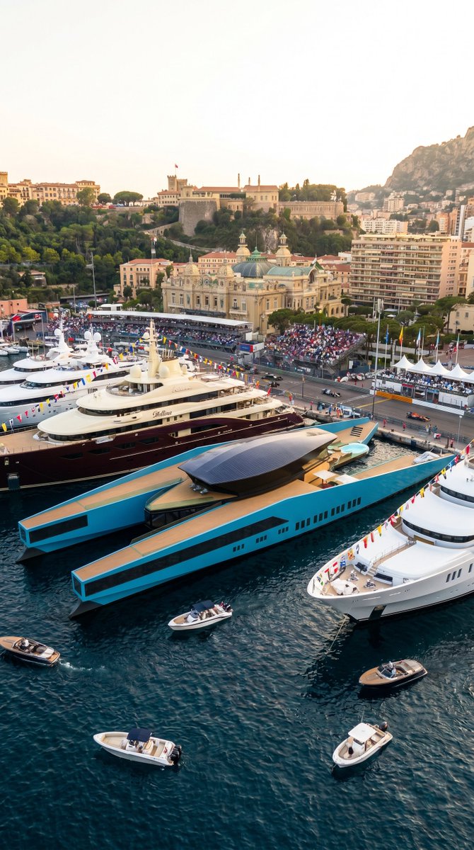 vnz_design's tweet photo. 🚤💨 Monaco GP weekend is HERE 
my absolute favourite race! 🏎️✨
Dreaming up the ultimate harbour views with my own yacht &amp; catamaran designs dropped straight into the Monaco thanks to a little AI help.
Drop a 🏁 if you’re watching!
#MonacoGP #YachtDesign #monaco🇮🇩 #f1 #yacht https://t.co/acr3FmiWtU