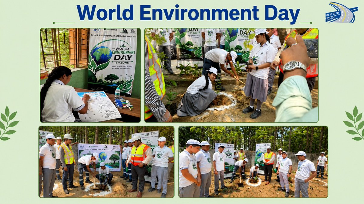 nhai_ro's tweet photo. On World Environment Day, PIU Keonjhar, under NHAI RO Odisha, organized a Drawing &amp; Art Session and a Tree Plantation Drive at Chinmaya Vidyalaya Public School, Deogarh. https://t.co/i24DzePFcc