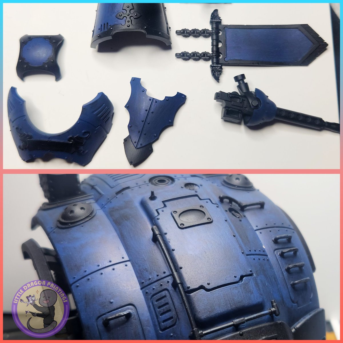 PaintingsDragon's tweet photo. Hello everyone, hope you are all well. Just wanted to shear a quick update started the base coat on the knight. Will finsh the blue the start on all the silver metal next.

#houseteeryn #warhammercommunity #imperialknights40k #warhammer40k #warhammerpainting #citadel https://t.co/aoaqg37lyL