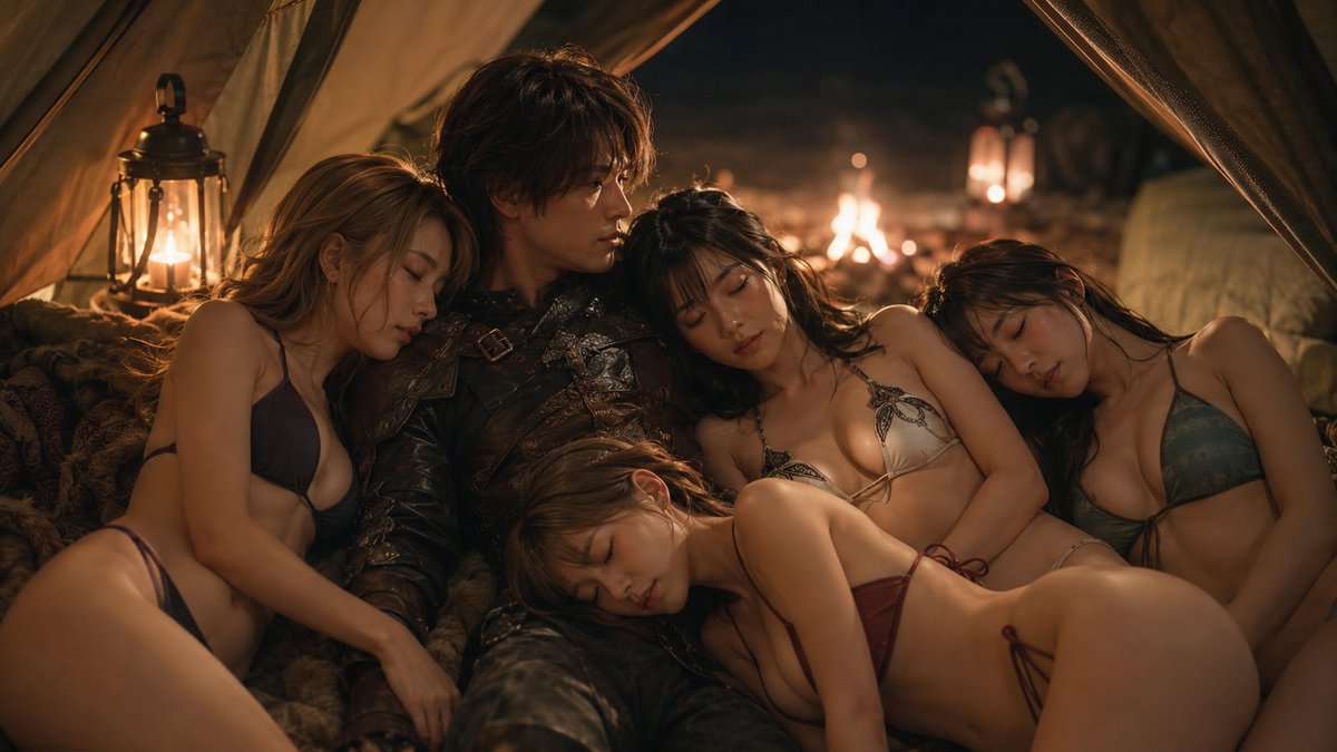 okikuaidouga's tweet photo. ハーレムパーティーの男勇者、全員にあぶない水着を装備させてテントで野営する

  #GPTImage #AI美女 #AIグラビア #AIart https://t.co/ds1WjO5p1H