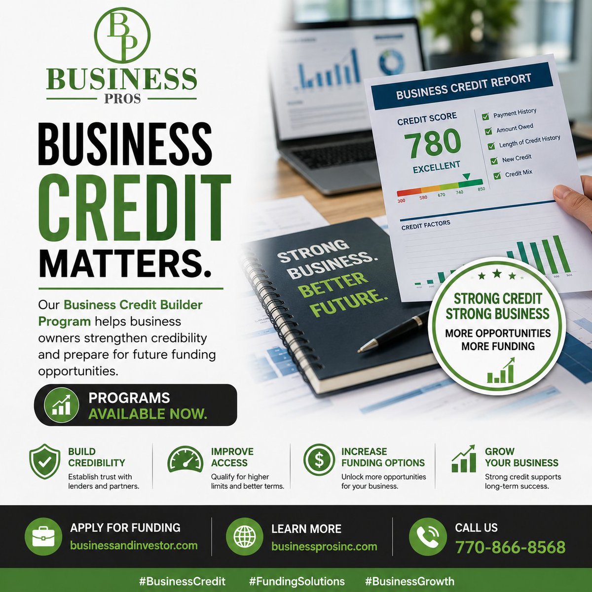 yourbusprosinc's tweet photo. Business Credit Matters.

Strong business credit creates more opportunities for funding, growth, and long-term success.

Learn how our Business Credit Builder Program can help your business get funding-ready.

#BusinessCredit #BusinessFunding #BusinessGrowth #SmallBusiness https://t.co/s2SMNK5d8d