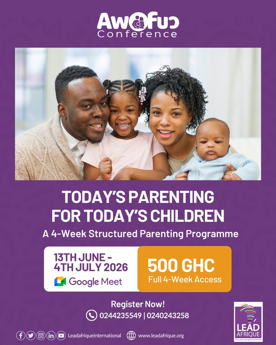 LeadAfrique's tweet photo. Parenting has changed.
Children have changed.
The world has changed.

So how do we raise confident, emotionally intelligent, disciplined, and purpose-driven children in today’s generation? https://t.co/tXuPmglAsR