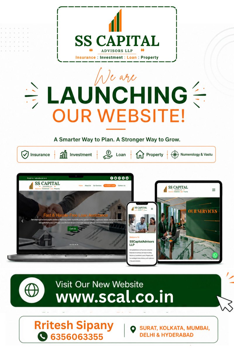 ss_advisors's tweet photo. 🚀🌐 BIG NEWS!

Our brand-new website is now LIVE! 🎉

Your one-stop destination for:
🛡️ Insurance | 📈 Investment | 💰 Loans | 🏠 Property | 🧭 Numerology &amp; Vastu

✨ Plan Smart  |  Invest Right  |  Grow Strong

🌍 https://t.co/CdLi8YNwBi 

👤 Rritesh Sipany
📞 6356063355 https://t.co/xxKY1ZOA6k