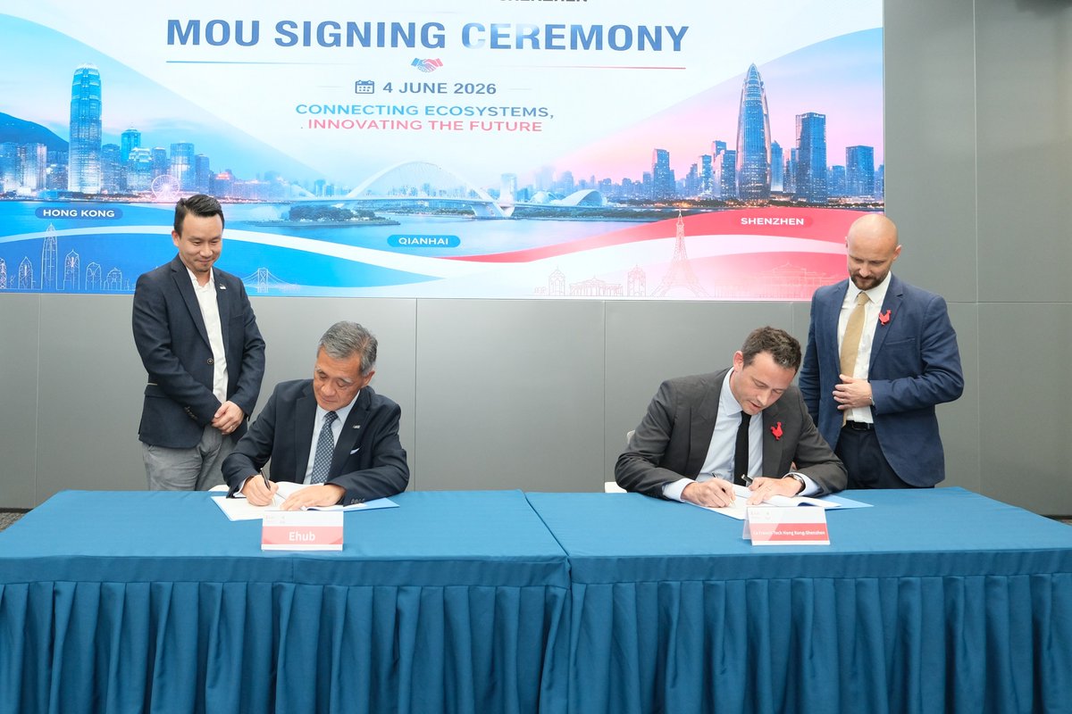 FrenchTechHKSZ's tweet photo. Thank you for attending the MoU signing ceremony between Ehub and La French Tech Hong Kong Shenzhen.
Your presence and active participation made the event a great success and truly showcased the power of cross-border collaboration. https://t.co/yAcOoCRXSP