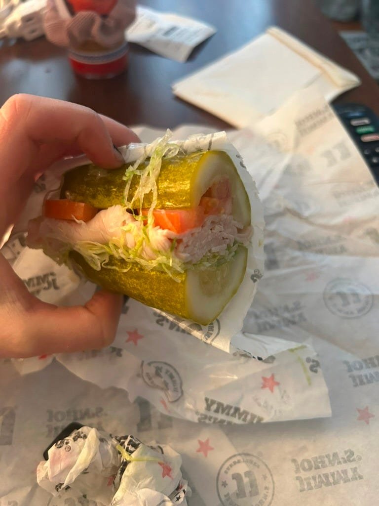 variousnonsense's tweet photo. @sanson_ganbaru @hudson_stelmak We have pickles so big, we stuff them with sandwich fillings. https://t.co/NmEX5LqD4l