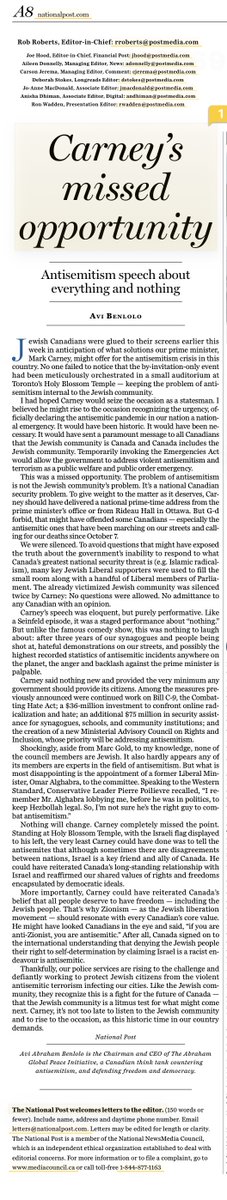 AviBenlolo's tweet photo. I hope my article today in the @nationalpost forces action in this country. Its not too late @MarkJCarney @CdnPressNews https://t.co/TTWUkYiBzA
