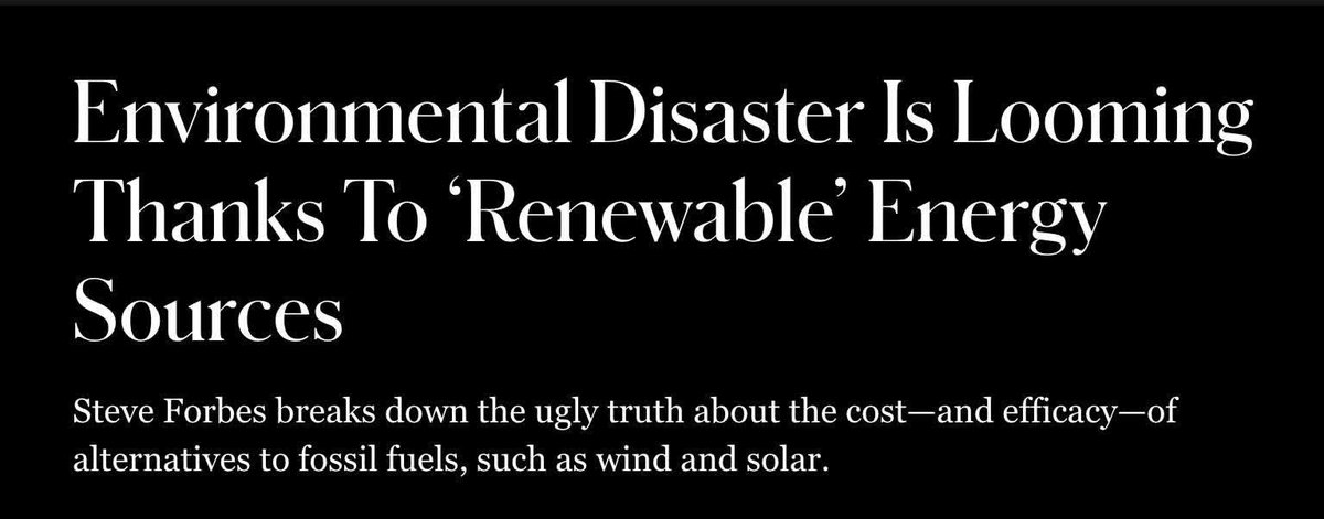 alex_fasulo's tweet photo. Since New York State and other countries started their virtue signaling tours for "renewable energy" in the last decade, did you know that we've become MORE dependent on oil as a result?

As the article below quotes:

"Incisive energy expert and technologist, Mark Mills, recently observed, “The world is more dependent on oil now than when the grand and expensive energy-transition experiment began.”

The cost of these alleged renewables in the last 25 years exceeds $10 trillion." 

As Forbes questions... can you imagine what GOOD we could have done in the world with that $10 trillion? What other forms of reliable energy we COULD have invested in? What habitats we COULD have protected?

$10 trillion flew out the window... and all we have to show for it is a looming grid catastrophe here in New York State where solar generates such unreliable and intermittent energy that it is not available when our grid needs it most: during winter snowstorms.

The solar panels now littering prime farmland and grassland habitat here in this state weren't made out of thin air. They were made using... fossil fuels! Almost all of the manufacturing happens in China, where their grid is HEAVILY powered by coal. 

Most solar panels start with quartz, silicon, and polysilicon, which requires extremely high heat (1,500°C+), large industrial furnaces, and huge electricity inputs.

After manufacturing, the panels are shipped across oceans and transported by diesel trucks to sites. Global shipping runs on heavy fuel oil.

Once the panels arrive at a small rural town in Upstate New York that ORES has decided is worthy of steamrolling, utility-scale solar farms require land clearing, grading, and trenching, steel racking systems, pile driving (diesel-powered equipment), and concrete.

Guess what? This phase is 100% fossil-fuel dependent today.

And the best part of all of this? Wind turbines and solar complexes are backed up to... fossil fuels! Solar farms are backed up by diesel generators to bump up their numbers (they only generate, on average annually, at 18% of their electric potential). Wind turbines are backed up to diesel generators as well, since their electric output is intermittent.

In cold climates, the turbines use propane heaters. Yes, more fossil fuels!

It's time for everyone to realize the promise of "clean" energy is nothing more than a scam designed to trick generational landowners into handing prime farmland and habitat over to multinational corporations while the politicians, CEOs, and foreign companies get richer.

As I always add on here for anyone new to these posts: I am commenting on commercial solar and wind. I am not commenting on putting 2 panels on your rooftop for your residence.

These people will destroy our environment long before we're "carbon neutral" if we don't stop them.