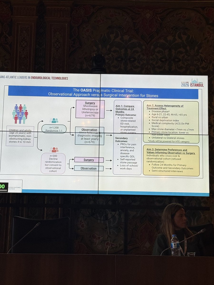 peepeeDoctor's tweet photo. Great overview of the OASIS RCT @StoneCrushed for asymptomatic kidney stones - observation vs surgery - being done in multiple centers 🇺🇸 funded by @PCORI 🙌 we need evidence to inform shared decision making #TALENTS26 https://t.co/JmJ8yjKrFk