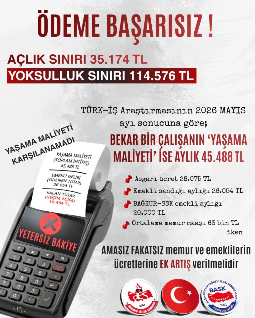 alper_ogretici's tweet photo. POS cihazımızdaki 'Yetersiz Bakiye' uyarısı memurun ve emeklinin mutfağındaki, çocuklarının eğitim harcamasındaki gerçektir. 

BASK ve AES olarak talebimiz nettir: Amasız, fakatsız, gerçek enflasyon karşısında ezilen tüm memur ve emeklilerin ücretlerine EK ARTIŞ derhal verilmelidir! 

Memurlar yoksulluk sınırının yarısına, emeklileri ise açlık sınırının altına mahkum edildi.

#memur #emekli #enflasyon