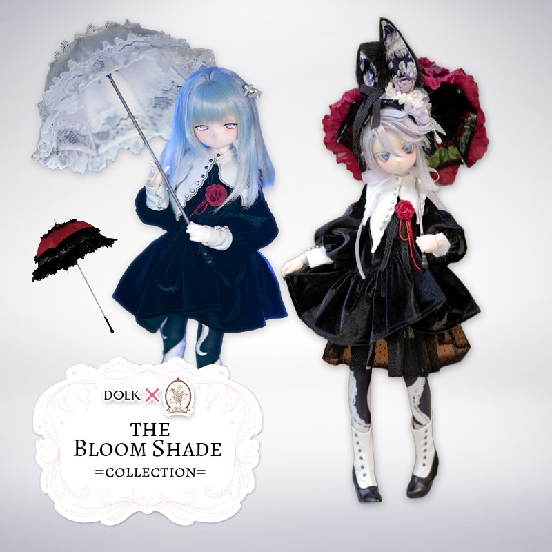 DOLKSTATION's tweet photo. 【DOLK×CRUSH 特別受注】
CRUSHの意匠と高品質が融合するラグジュアリー日傘「The Bloom Shade Collection」登場！

花の名を冠した日傘は13種。Lilyth・Lily・Tulipの3型の、色＆持ち手を組み合わせました。

黒猫V.DeliaもLilyth（黒）を愛用。
7月5日(日)締切です。