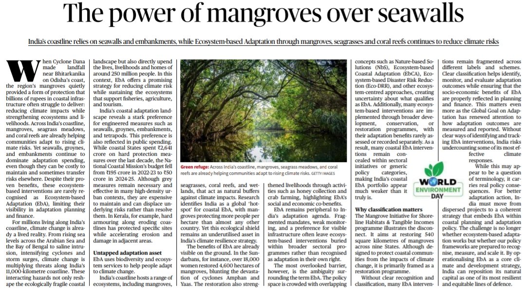 UPSC_Solulu's tweet photo. ☘️🌻World Environment Day special Articles from today's newspaper 📰🗞️
Source: The Hindu
🥀💫
#UPSC #MANGROVE #MISHTI #NDC #ElNino #ClimateActionFront #ClimateRefugees #Environment #ClimateAction https://t.co/2cVWyuttGz