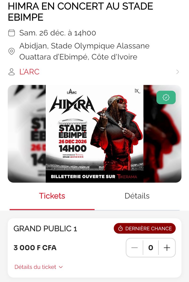 akadje_ange's tweet photo. LES TICKETS DE 3000FR SONT DISPONIBLES ! 🎟️🔥

La billetterie est ouverte. Ne tardez pas à réserver votre place pour l’événement. 👀

⚠️ 3000F.
Premier arrivé, premier servi.

🎫 Réservez dès maintenant :
https://t.co/CnlfnNPc7N ⚔️🔥 https://t.co/SB1dk9xKUO