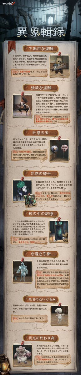 IdentityVJP's tweet photo. 「手記の加筆」 初心者ガイド
怪物・武器・アイテム編

6月18日より実装の新モードには
モード限定の怪物も
沢山登場するの！

エマが怪物の詳細や
武器情報をまとめてみたの！

新情報が多くてわくわくするの…！
早速画像をチェックしてみよう♪

#IdentityV
#第五人格 https://t.co/pqcHIcw4XY