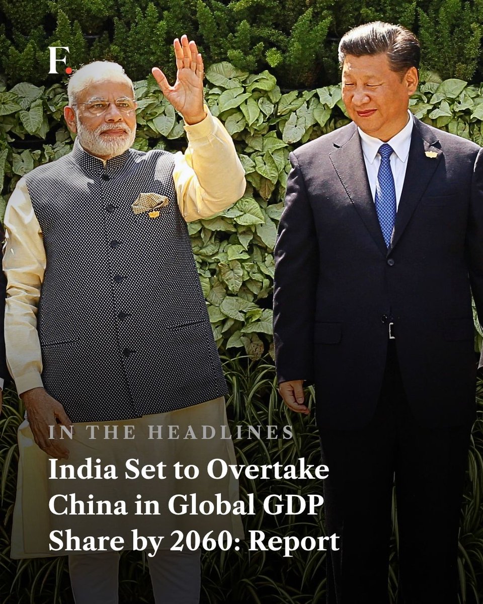 firstpost's tweet photo. India is expected to overtake China in its share of the global economy by 2060, according to a new report by researchers associated with the World Inequality Lab. https://t.co/BSug9lEROs