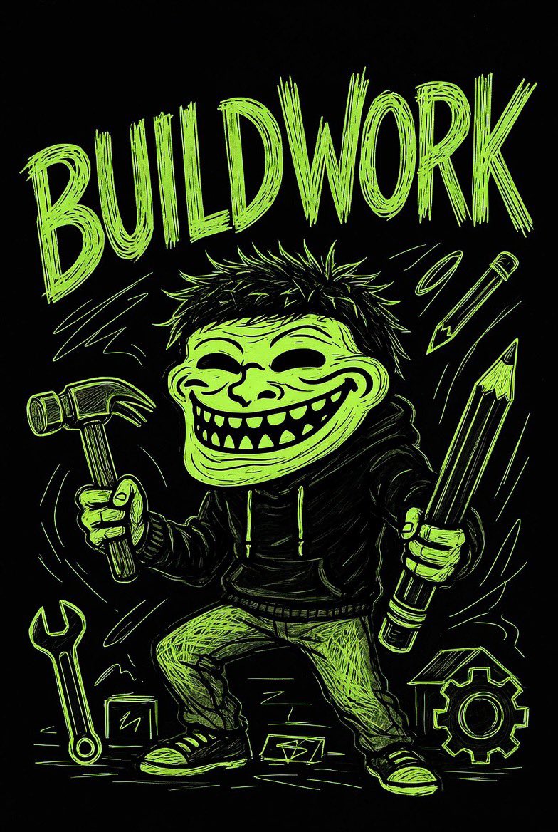 BUILDERTAX's tweet photo. The BUILD Troll is clocked in.

This ain’t just a meme.

This is BUILDWORK.

Creator fees → Public wallet → Real tools, games, apps &amp; projects.

We don’t just talk about building… we actually do the work.

$BUILD loading 🟢

#BUILD #$BUILD #BUILDWORK https://t.co/lRG62gnu3N