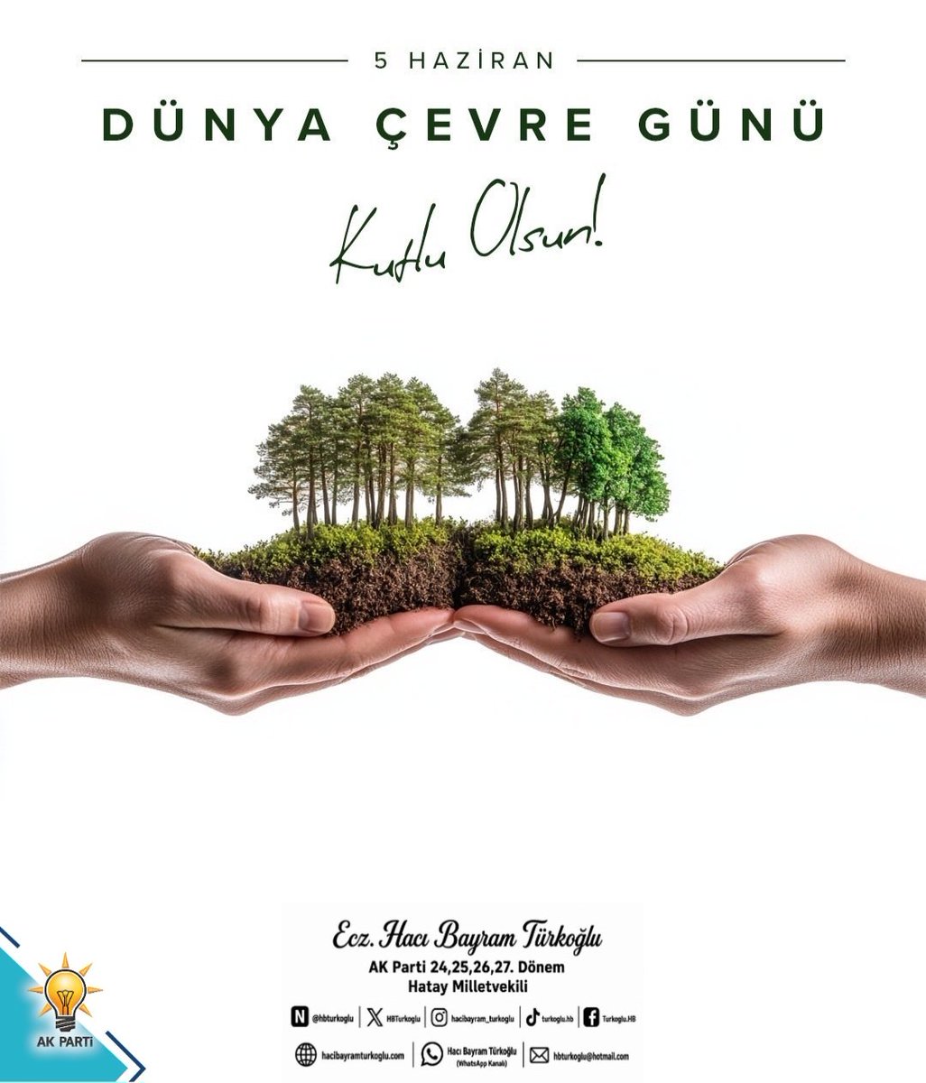 HBTurkoglu's tweet photo. 💚 Gelecek nesillere yaşanabilir bir dünya bırakmak adına doğal kaynaklarımızı ve çevre sağlığını korumak, en temel toplumsal sorumluluğumuzdur.

🌱​Çevremizi korumak, sağlığımızı korumanın ilk adımıdır. Temiz hava, temiz su ve sağlıklı yaşam alanları; hem bireysel hem de toplumsal sağlığımızın en güçlü teminatıdır.

​🌍 5 Haziran Dünya Çevre Günü kutlu olsun. ♻️

​#DünyaÇevreGünü #DahaYeşilBirDünya
#5hazirandünyaçevregünü