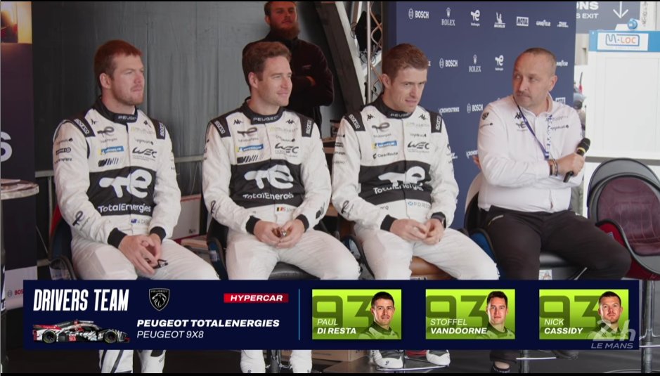 svandoorne05's tweet photo. The #93 and #94 Peugeot teams are on the stage for Le Mans scrutineering right now!! https://t.co/9h4Pnh3h27