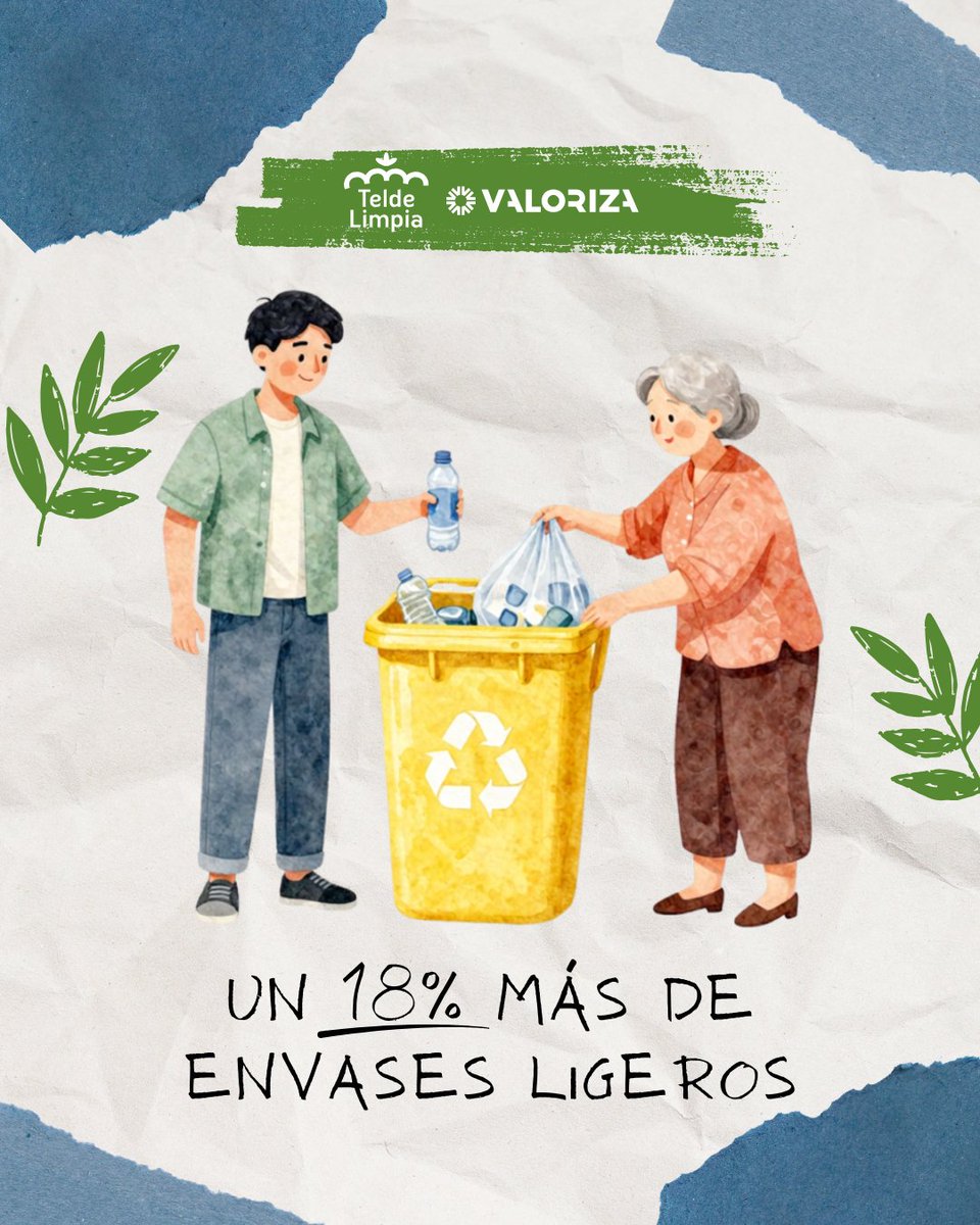 TeldeLimpia's tweet photo. ♻️En el Día Mundial del Medio Ambiente, en Telde seguimos avanzando gracias al compromiso de la ciudadanía.

📦+19% de reciclaje de papel y cartón
🧃+18% de envases ligeros
 🚮50.000 kilos de residuos orgánicos

Cada gesto cuenta para construir un municipio más limpio💚 https://t.co/kreQzxi3BD
