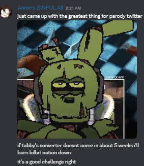 2011XfromFNAF3's tweet photo. Heres your new god in limbo challenge https://t.co/p3QJCERyEn