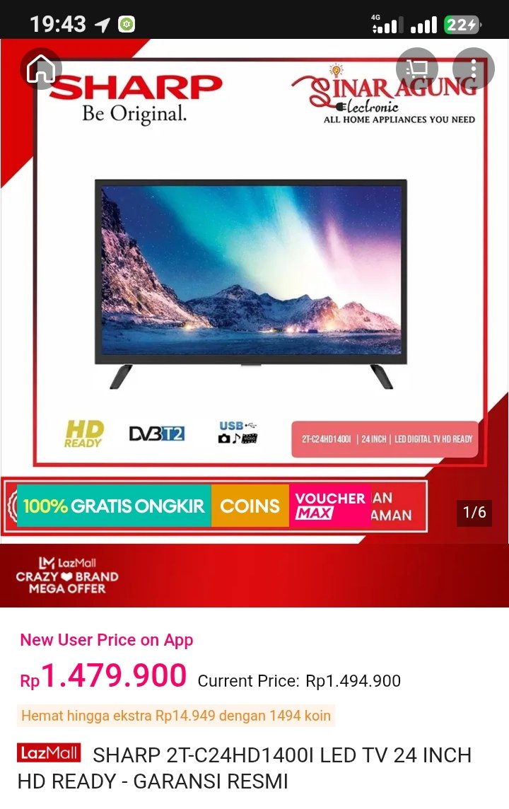 19xdf's tweet photo. ini sih jadi wishlist Barang Elektronik Wajib Beli versi aku, kapan lagi coba dapet tv harga segini di lazada 6.6 super wow sale, boleh banget nih buat prepare buat nonton piala dunia minggu depan, biar makin makin mantep 😭 cuss nih biar samaan! https://t.co/vDPnp86bj7 https://t.co/411QoCJ9vj