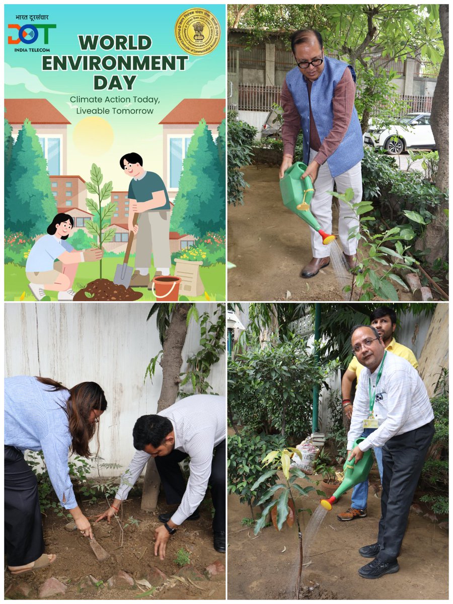 dot_prccadel's tweet photo. Observing #WorldEnvironmentDay, officers &amp; staff of O/o Pr. CCA Delhi participated in tree plantation under “Ek Ped Maa Ke Naam”. This initiative reminds us of our shared responsibility to protect the environment &amp; strengthen climate resilience through sustainable actions. https://t.co/lJ78C0sv0L