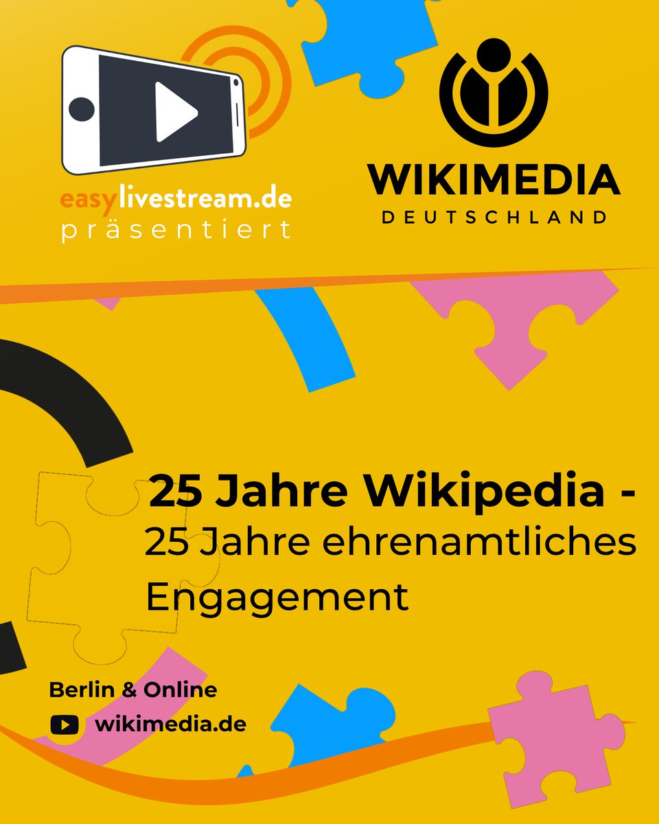 easylivestream's tweet photo. Heute freuen wir uns die 25 Jahr Feier der Wikimedia übertragen zu dürfen! Hier könnt ihre heute Abend ab 18.45 Uhr live zuschauen: 

https://t.co/EGLnyCpB27 https://t.co/SIjw2wUwvj