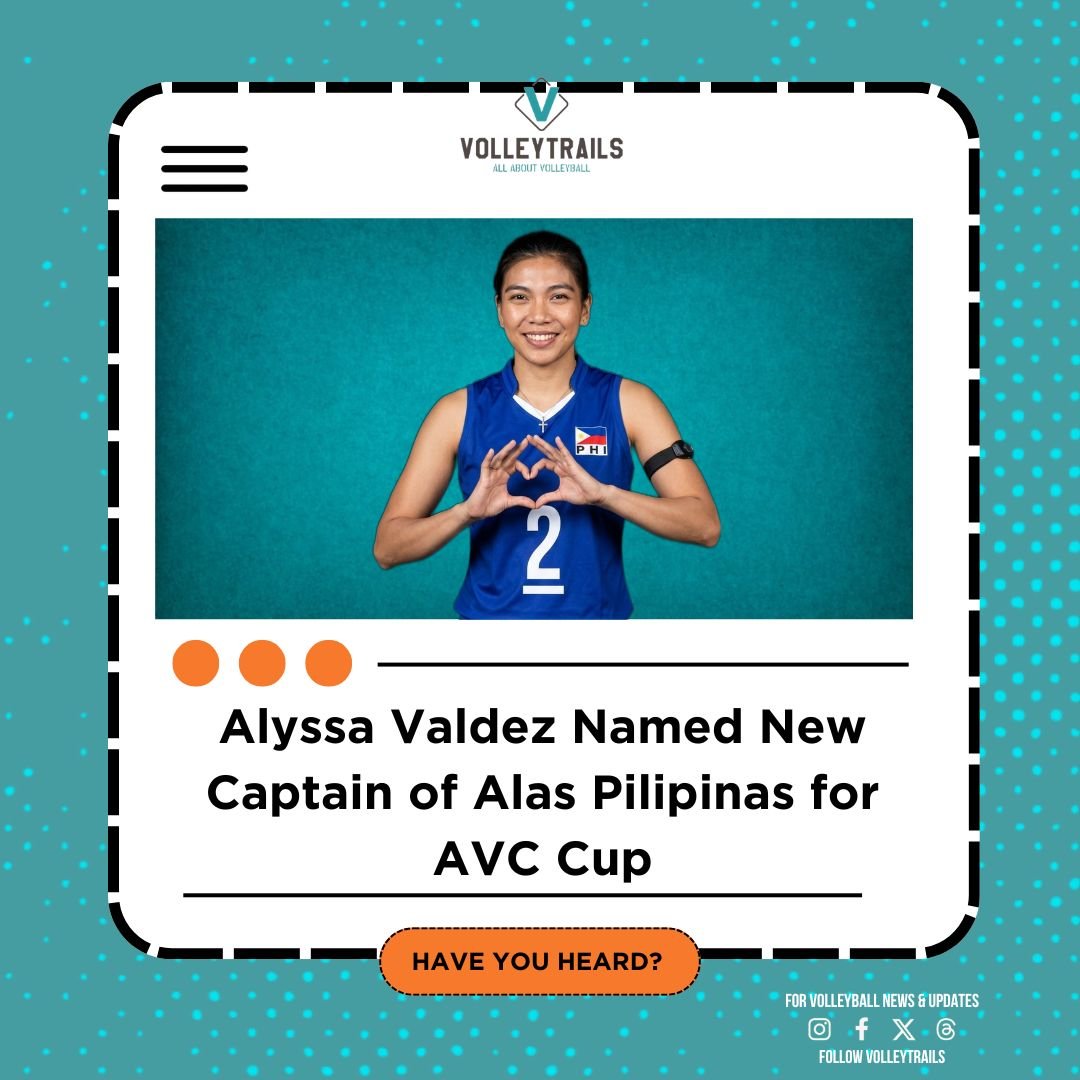 volleytrails's tweet photo. 🇵🇭 Philippine Phenom Alyssa Valdez has been named the new captain of Alas Pilipinas for the upcoming AVC Cup.

#AVCCup2026 #volleyball #AlasPilipinas https://t.co/ZwxeVWTqYu