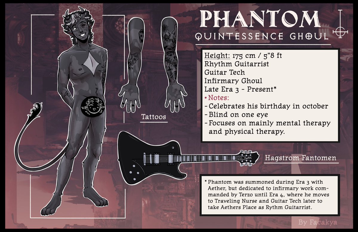 facakya's tweet photo. I forgot to post this ref sheet I did for Phant lalala enjoy :}
#phantomghoul #ghostband https://t.co/hS7lQVo9O5