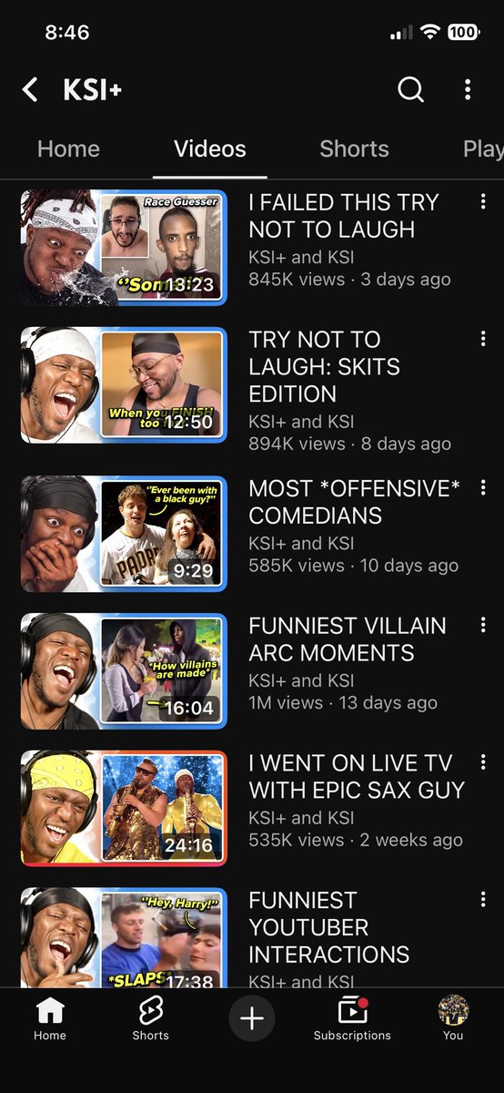 InMambaWeTrust2's tweet photo. @cobyfro10 @desilimelite2 KSI reaction channel vs sidemen reacts. Main channel vids do the same with or without him. Moresidemen as well https://t.co/2vOUGeKLZd