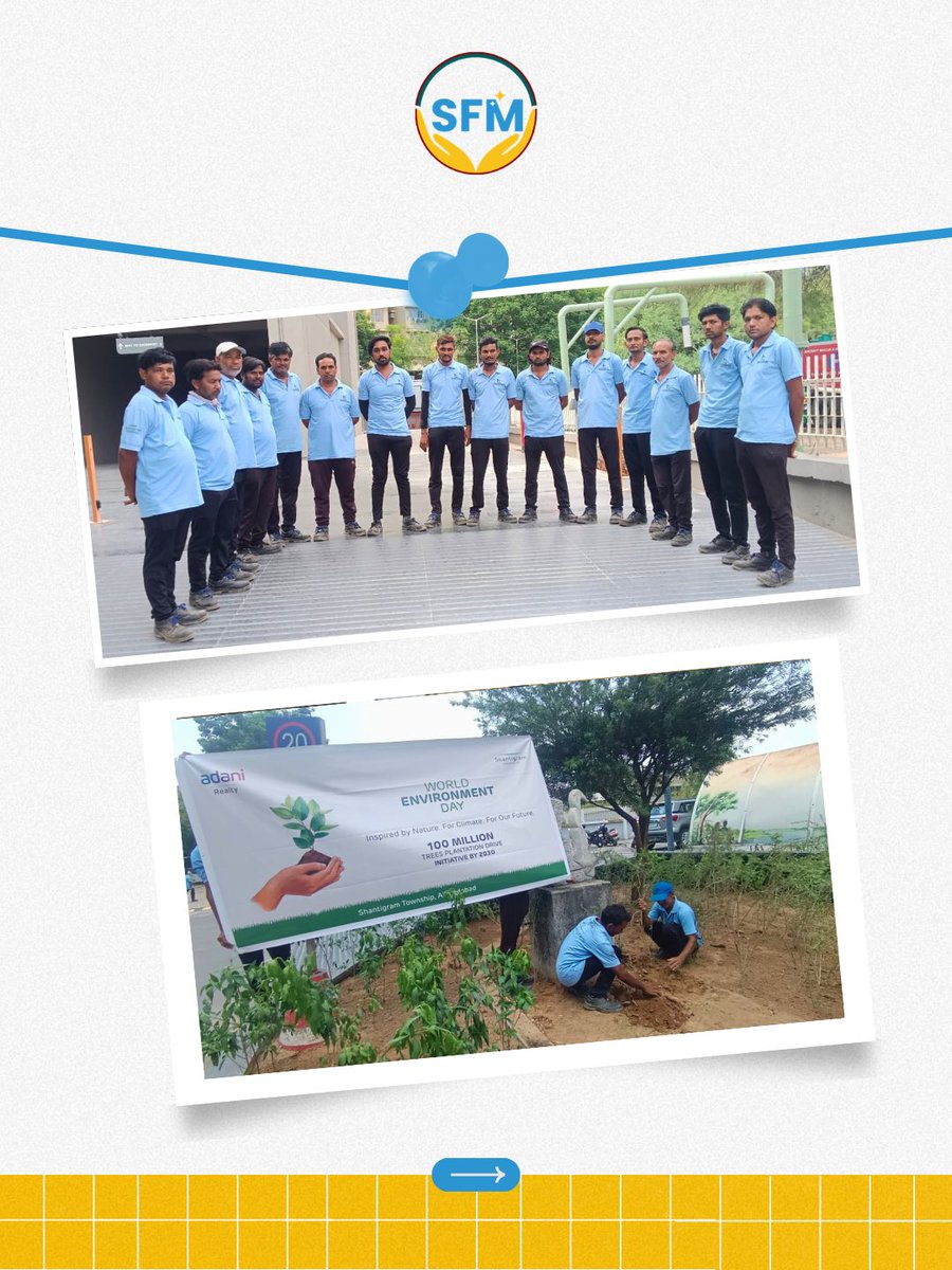 SamarpanFa68864's tweet photo. Green spaces make thriving communities! 🌳✨ This #WorldEnvironmentDay, Samarpan Facility Management celebrated our gardening contracts across Shantigram Township with a massive plantation drive. Proud of our team &amp; young residents for planting the roots for a greener tomorrow! https://t.co/isiVkFLdUV