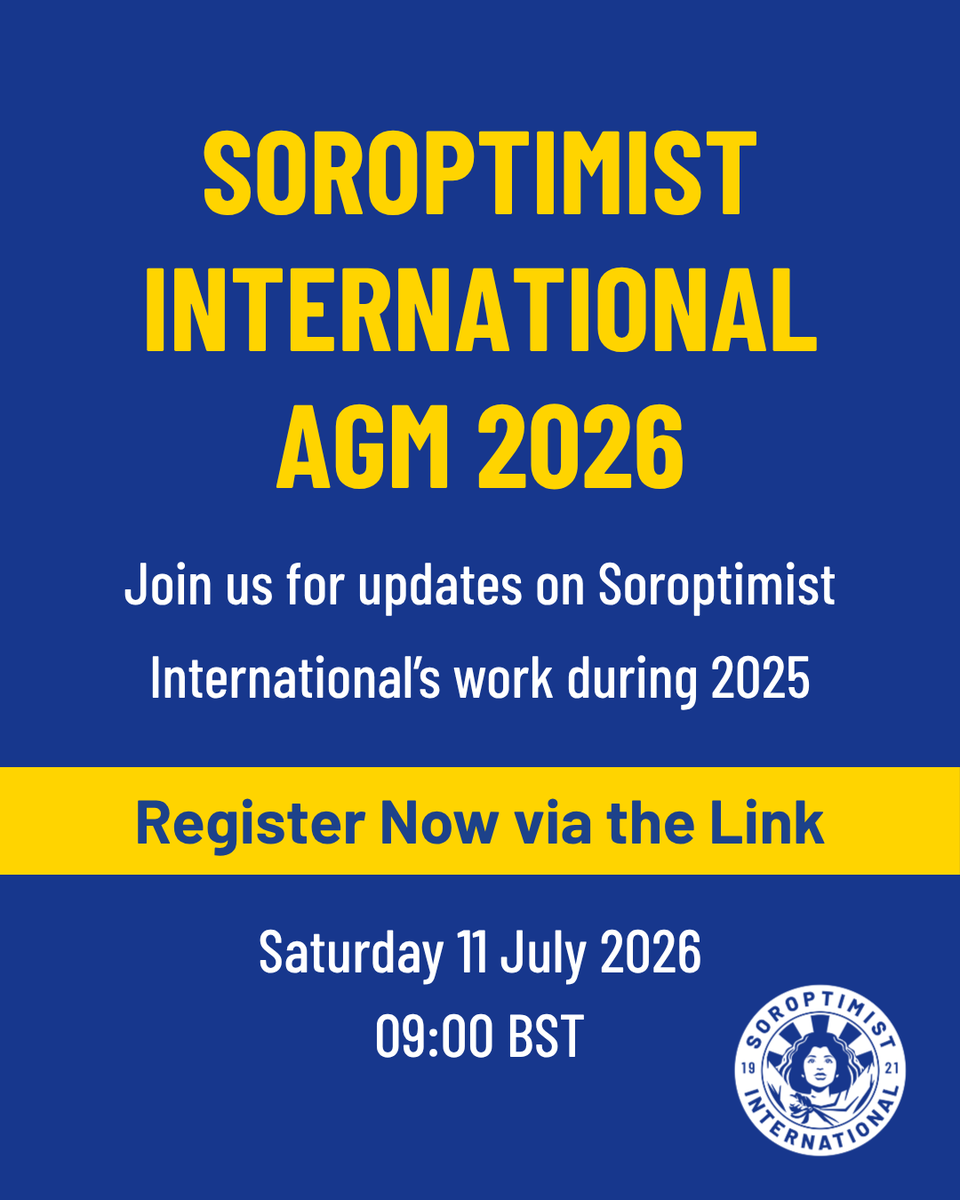 SoroptiTweet's tweet photo. Soroptimist International’s AGM 2026 will take place online via Zoom on Saturday 11 July at 09:00 BST.

Join us for updates on SI’s work during 2025.

Registration is required in advance.

Register here: https://t.co/6sa5dQFOFW https://t.co/rPEAcSZxi3