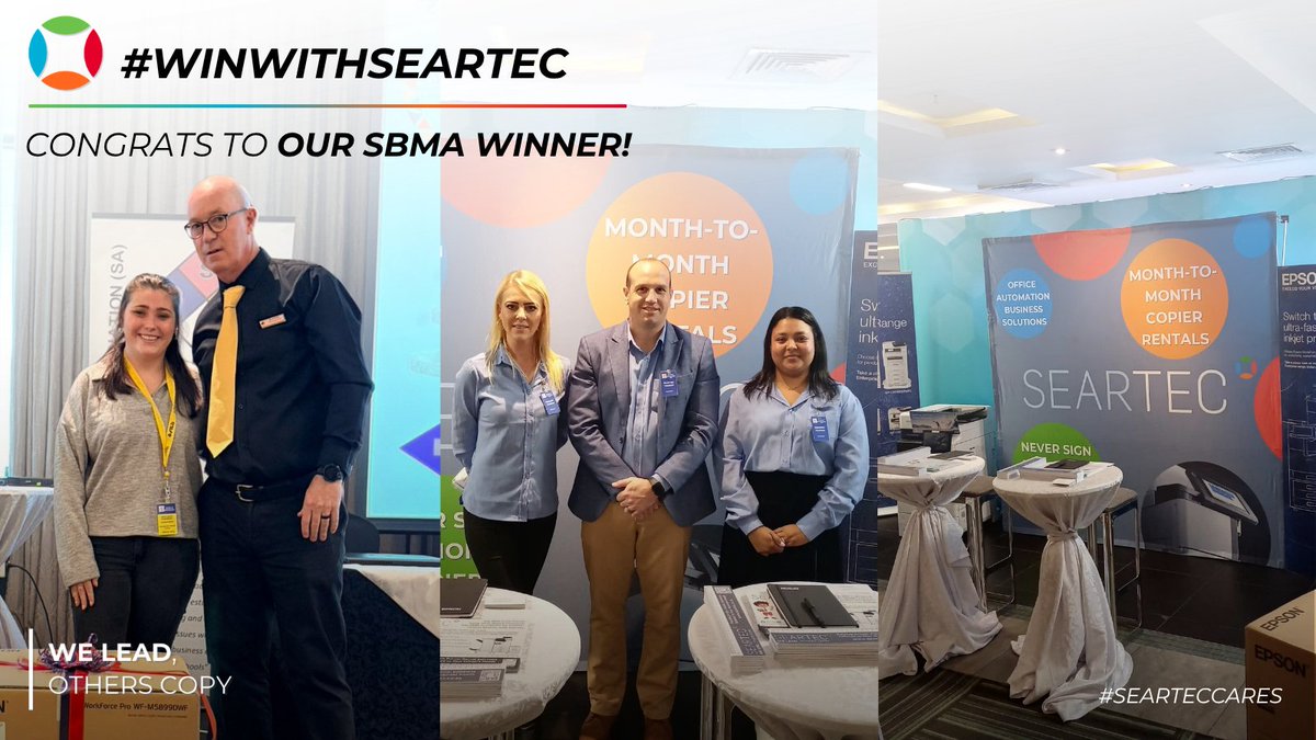 SeartecSA's tweet photo. AND THE WINNER IS... 🥁🎉

Congrats to Megan Botha Morgenstein from Richards Bay Primary School, winner of a brand-new Epson WF-M5899 printer at the #SBMA2026 Conference!

Thanks to our CEO Juan for a great presentation &amp; the team for representing brilliantly. Enjoy, Megan! 🚀 https://t.co/cXvLHv2Vqs