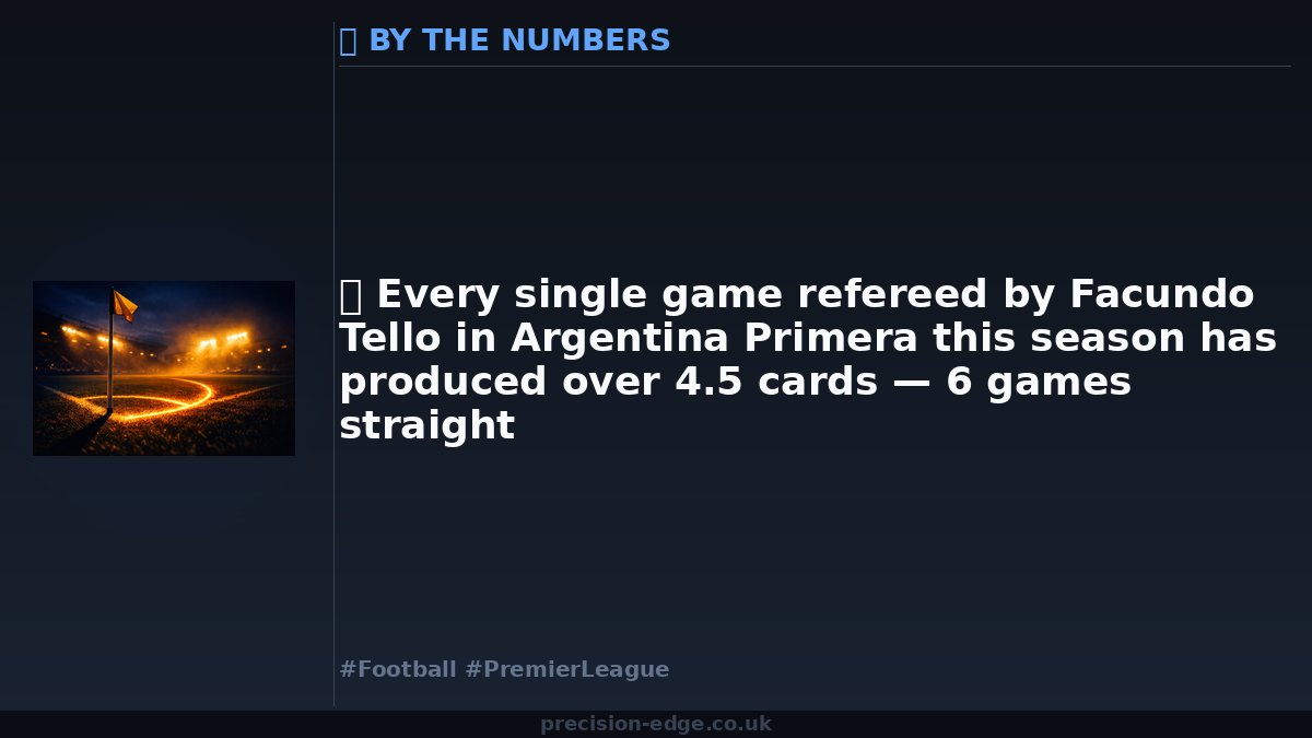 precisionedgeuk's tweet photo. 📊 By The Numbers

🟨 Every single game refereed by Facundo Tello in Argentina Primera this season has produced over 4.5 cards — 6 games straight

#FootballStats #Football https://t.co/hlXZ5m5wPf