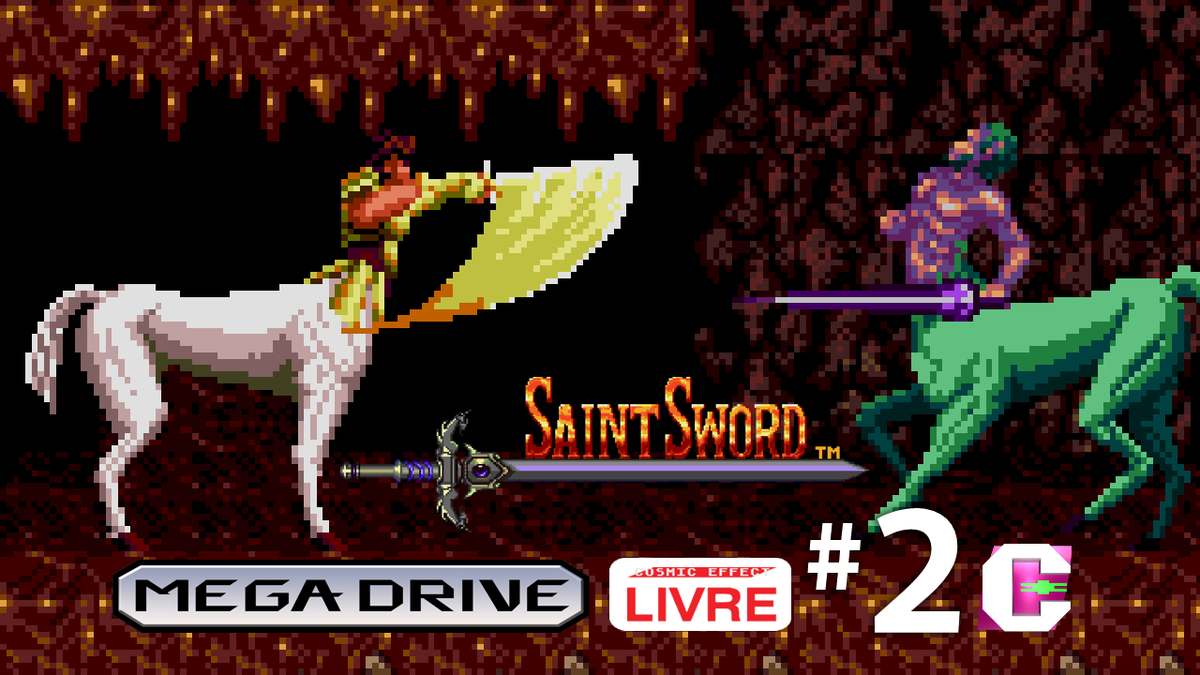 Cosmonal's tweet photo. Sega Genesis modelo 2 brasileiro ligado com Saint Sword conectado AO VIVO https://t.co/WlssWpXEfL https://t.co/f5547JBHSP