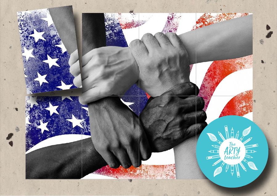 ArtyTeacher's tweet photo. These collaborative art lessons can be used to promote togetherness, patriotism and diversity.

https://t.co/v0PKI20HFi 

#TheArtyTeacher #arted #artsed #ArtEducation #arteducator #ArtTeacher #HighschoolArt #MiddleschoolArt #k12ArtChat #teachart #artlesson https://t.co/ii9grcaxCC