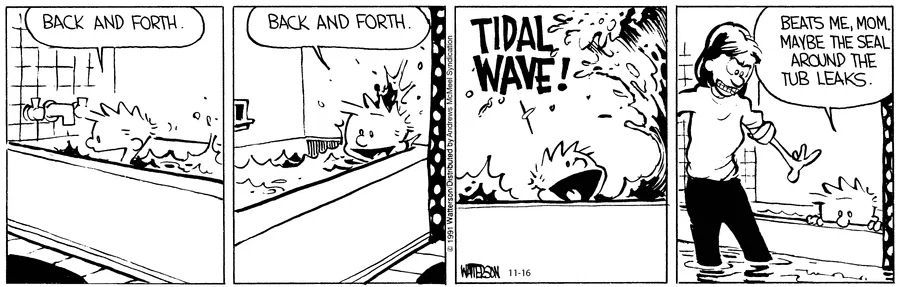 Calvinn_Hobbes's tweet photo. Maybe the seal around the tub leaks…
#CalvinandHobbes #KidLogic https://t.co/R0vvIOeM0K