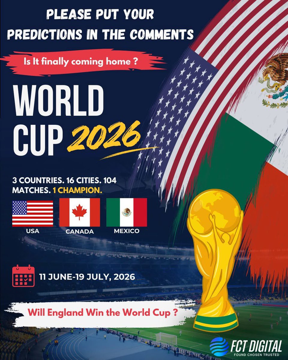 fctdigital's tweet photo. ⚽️ With the World Cup starting next week, we want your predictions! ⚽️

🏴󠁧󠁢󠁥󠁮󠁧󠁿 🏆Is it finally coming home for England?Will this be the tournament where Cristiano Ronaldo outshines Messi ? 

My prediction
🏆Portugal🇵🇹 

What are yours?

Drop your predictions in the comments. https://t.co/dHulhRYwqc
