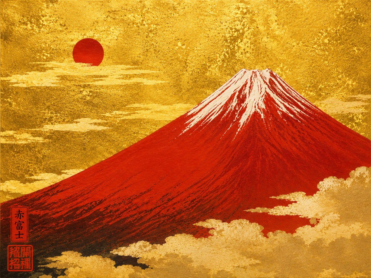 この前版画展へ行ってきました🖼 赤富士を見てたら スタッフの人が赤
