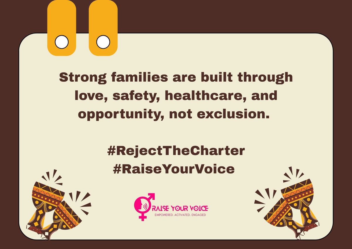 loveablekathia's tweet photo. Protecting families means addressing the social and economic challenges that affect people's daily lives. Investments in healthcare, education, social protection, and economic opportunities strengthen families far more than restrictive policies. #RejectTheCharter #RaiseYourVoice https://t.co/qqqrrHqYvM