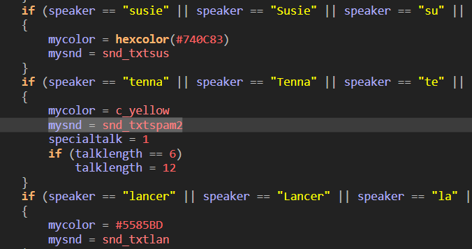In the code for setting up which character uses which talk sound in the ...