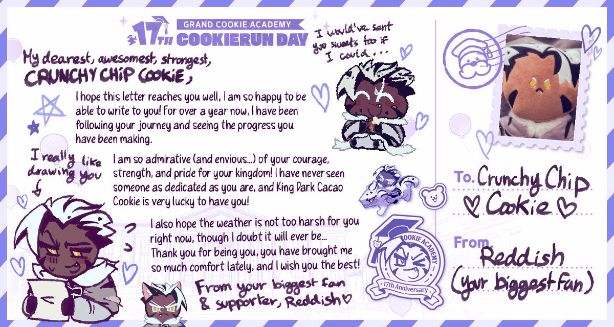 r3dd1sh_th1ng's tweet photo. Would’ve said wayyy more like last year but I wanted to keep it simple,, #CookieRun17th_CookieLetter https://t.co/j3p5wAsjqK