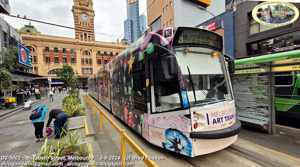 SFoamer's tweet photo. D2-5002 (Art Tram)    
Elizabeth Street, Melbourne    
Victoria 
3-8-2024 https://t.co/yVoMQFakpX