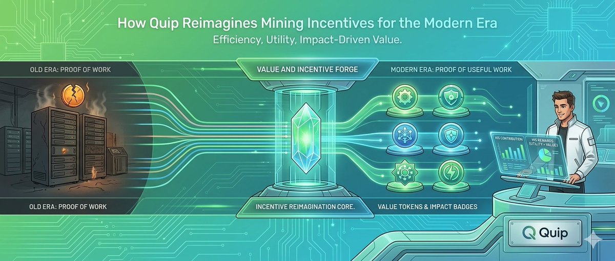 Malle6565's tweet photo. Traditional mining rewards you for wasting power guessing random numbers. 

@quipnetwork fixes the incentive: you get paid for solving real-world problems.

It’s like moving from a gym where you just spin a wheel to a power plant where your workout actually powers a city! https://t.co/KrKDbk0OCT