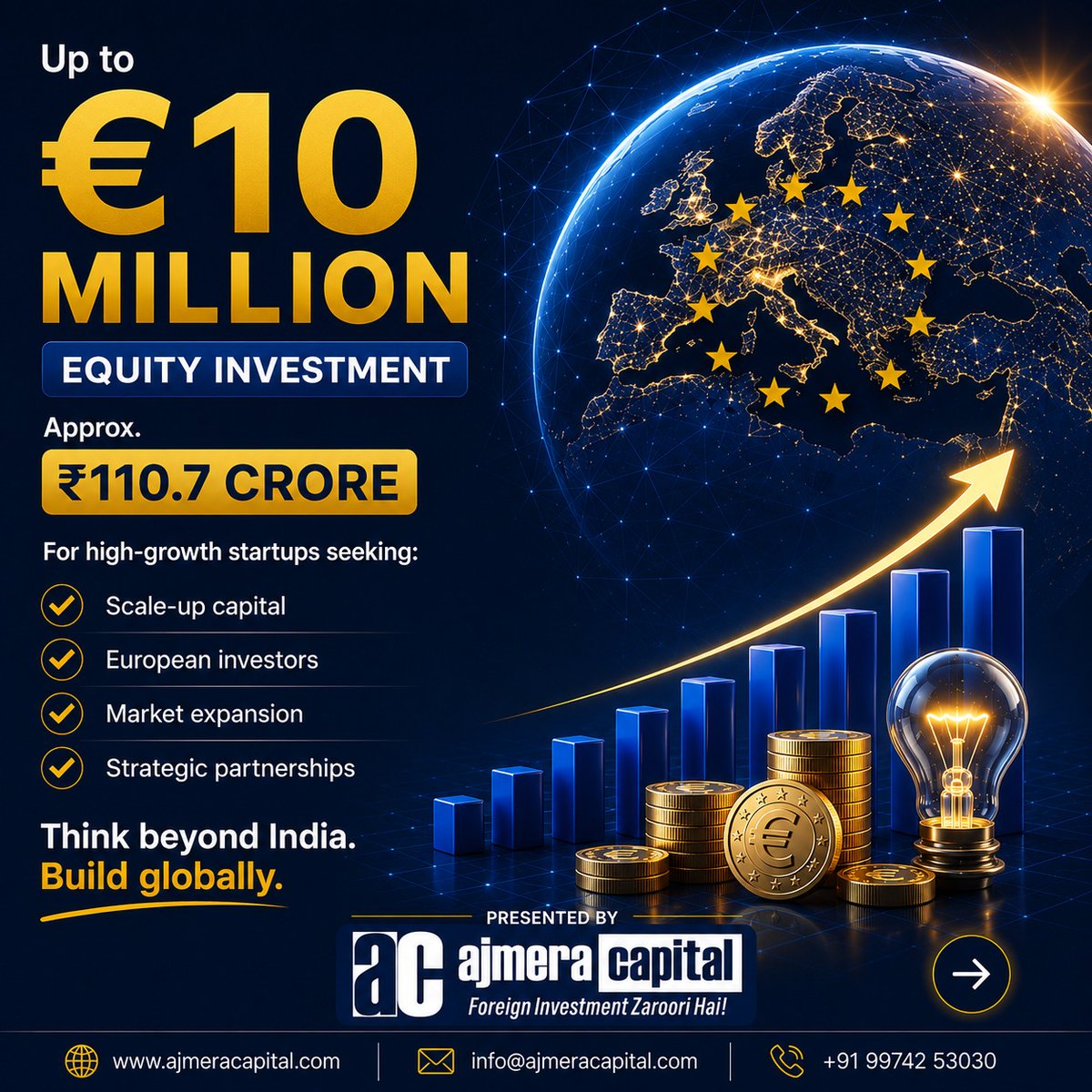 AjmeraLawInt's tweet photo. Most Indian startups are missing out on European funding opportunities.

€2.5M grants €10M equity investment €95B Horizon Europe fund
Europe could be your next growth market
📲 Prashant Ajmera: +91 99742 53030

#IndianStartups #EUFunding #StartupFunding #IndiaToEurope https://t.co/7cUW4wd9Og